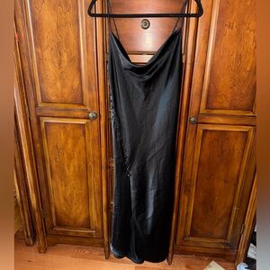 Elegant Black Satin Slip Dress